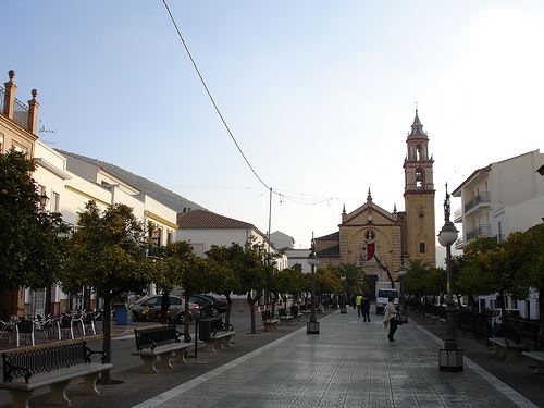 Algodonales main square. The preparations for t...