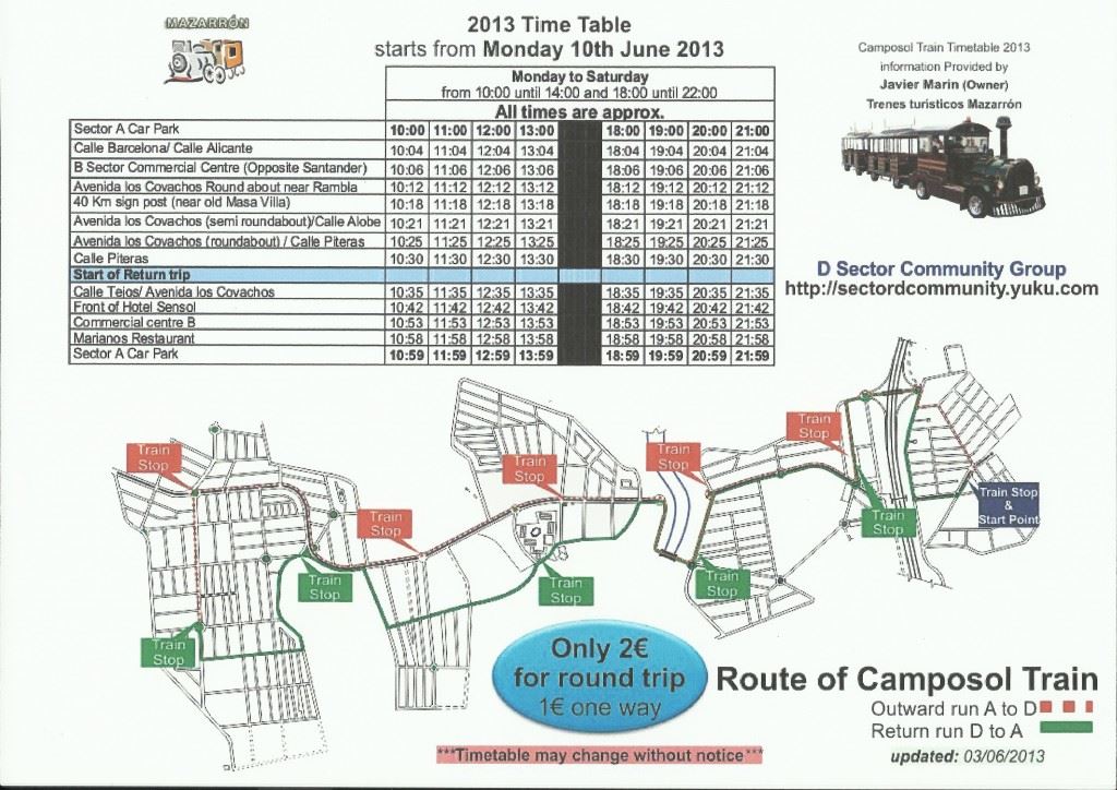 2013 time table train