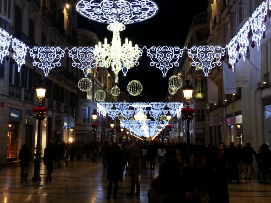 Malaga Christmas lights in Calle Larios